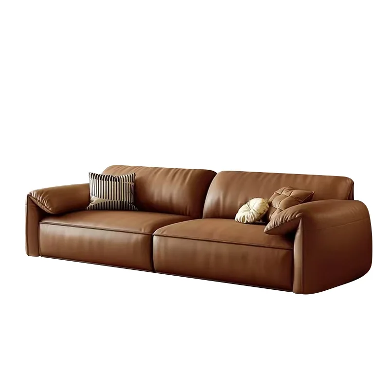 Canapé en cuir minimaliste italien, simple, petit appartement, première couche en peau de vache