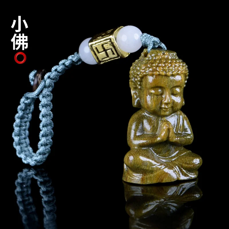 Boxwood Carving Buddha Avalokiteśvara Pendant Pendant Accessories DIY Car Key Ring Pendant BackpackBag Chamrs