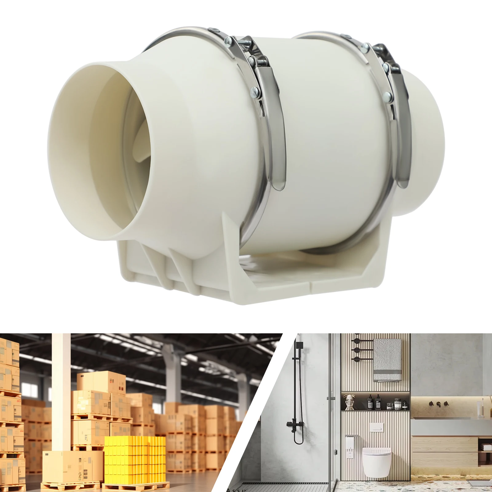 

2600rpm Tube Fan with Ball Bearings Ventilated Conduit 220m³/h Pipe Fan Vents for for Kitchen Bathtubs Ventilation Exhaust