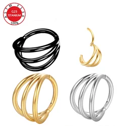 ASTM G23 Titanium Triple Hinged Cartilage Earring Helix Piercing Nose Ring Septum Conch Clicker Hoop Stud Body Jewelry Trendy