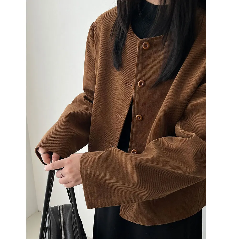 100% cotone autunno donna giacca in pelle scamosciata cappotto moda O-Collo classico cappotto di colore marrone giacca Femme Casaco Abrigo streetwear