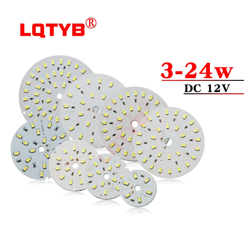 

DC12V LED Chip 3W 5W 7W 9W 12W 15W 18W 24W Low Voltage White Light Source Round SMD 5730 Lamp board For Downlight