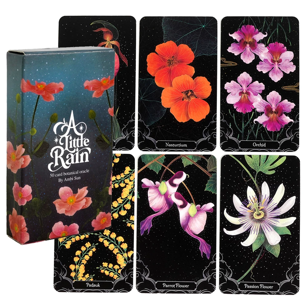 2023 New A Little Rain Botanical Oracle Deck 52 Unique Beautiful Botanical Illustrations Card Love Oracle Cards Tarot