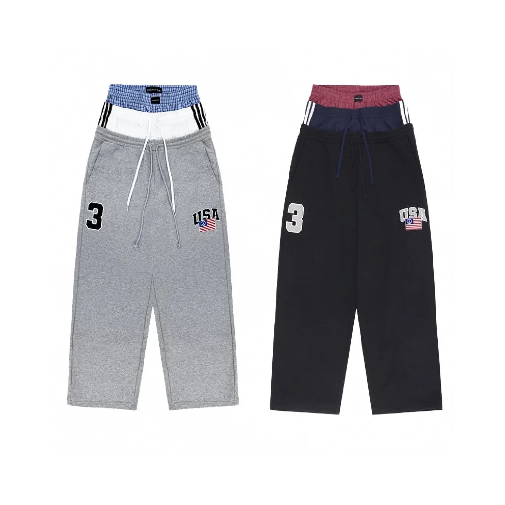 أحدث مشروع GRAILZ المخصص الإبداعي G/R متداخل برباط مطرز علم مرقع بنطال رياضي واسع الساق