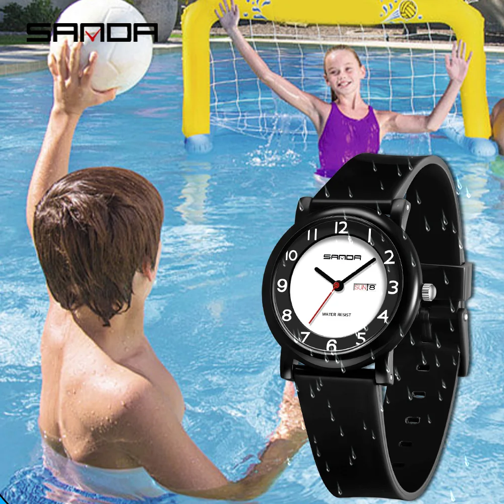 SANDA 3255 Waterproof Quartz Watch For Children And Students Dual Calendar Display Simple And Stylish Student Watch 2026