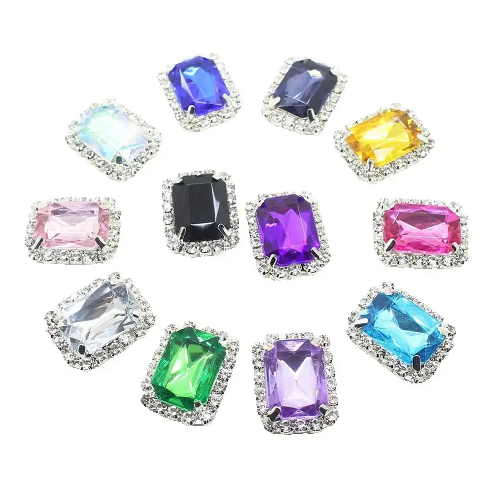 10Pcs/Lot 20*25mm Rectangle Flatback Buttons Diy Wedding Decoration Women Hair Ribbon Bow Handwork Accessories
