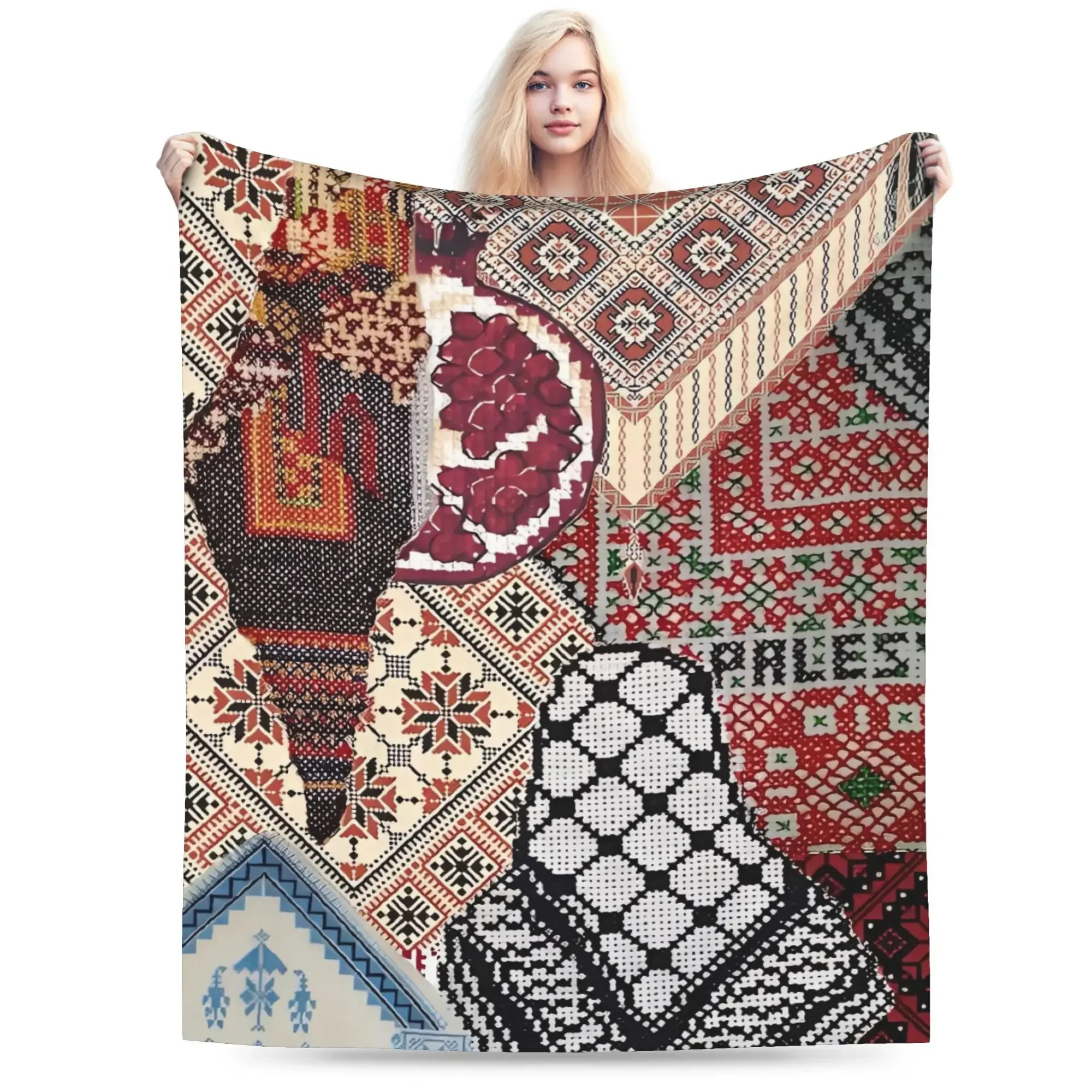 Warm BlanketGirls Boys Airplane Travel P-Palestines Keffiyeh Throw Blanket Flannel Bedspread Living Room Novelty Sofa Bed Cover