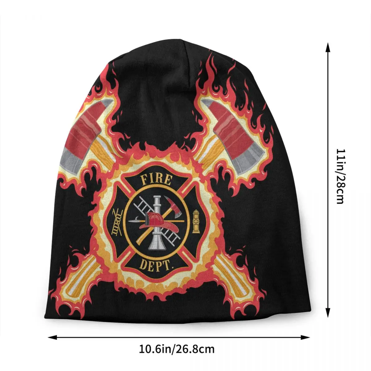 Firefighter Cross With Axes And Flames Skullies Beanies Caps Winter Warm Knit Hat Women Men Adult Bonnet Hats Outdoor Ski Cap