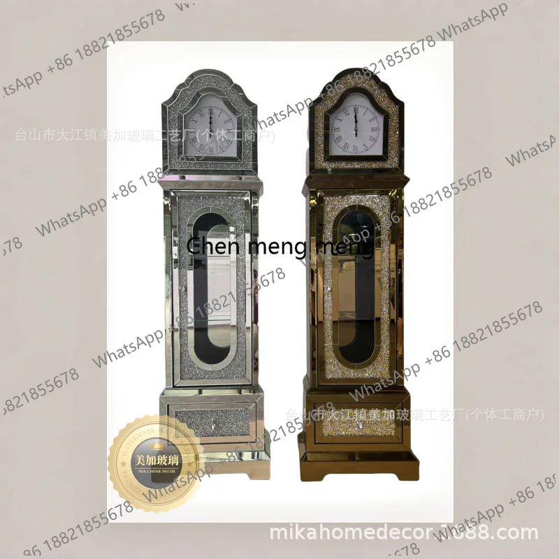 Light luxury European and American style broken diamonds, standing clock floor clock hotel lobby living room decoration