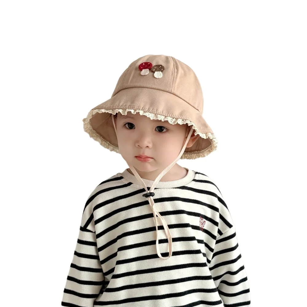

Panama Autumn Baby Bucket Hat for Girls Small Mushroom Cotton Toddler Sun Cap Children Beach Sun Hat Kids UV Protection Cap