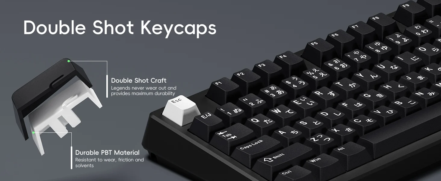 XVX Cherry Profile-Tastenkappen, japanisches Layout, JIS, schwarze PBT-Tastenkappe, nicht durchscheinend, mechanische Tastatur, Double Shot-Tastenkappe, 153-Tasten – Detail 9