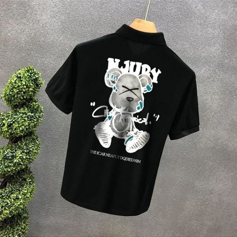Print Man Polo Shirts With Collar T Shirt for Men Stylish Aesthetic Top 5xl Xl Elastic Ordinary Cheap Tops Party Wholesale Kpop