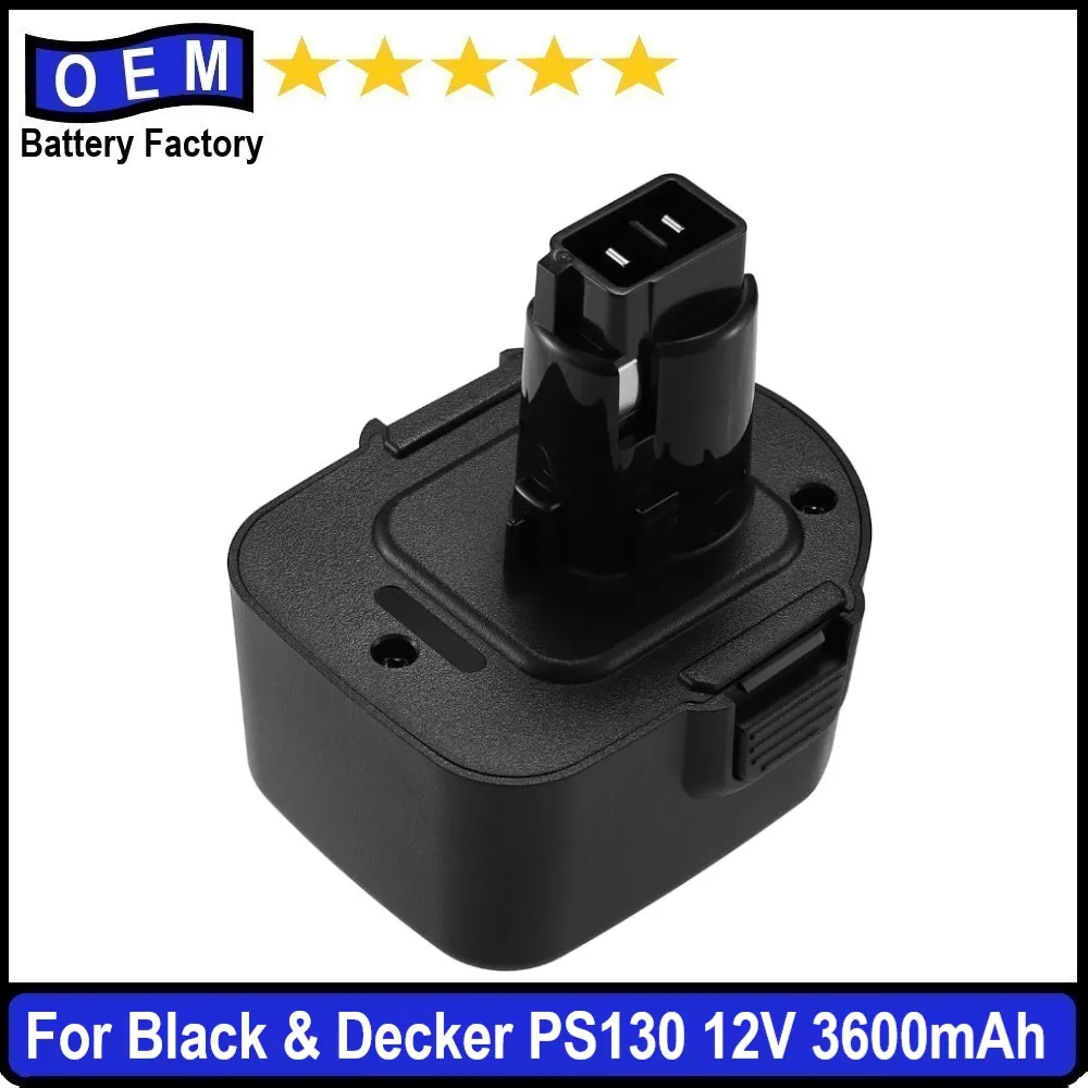 Ni-CD/Ni-MH 3600mAh 12V Ps130 for Black Decker PS130,PS130A,A9252,A9275 Firestorm 12-Volt Pod Style Battery