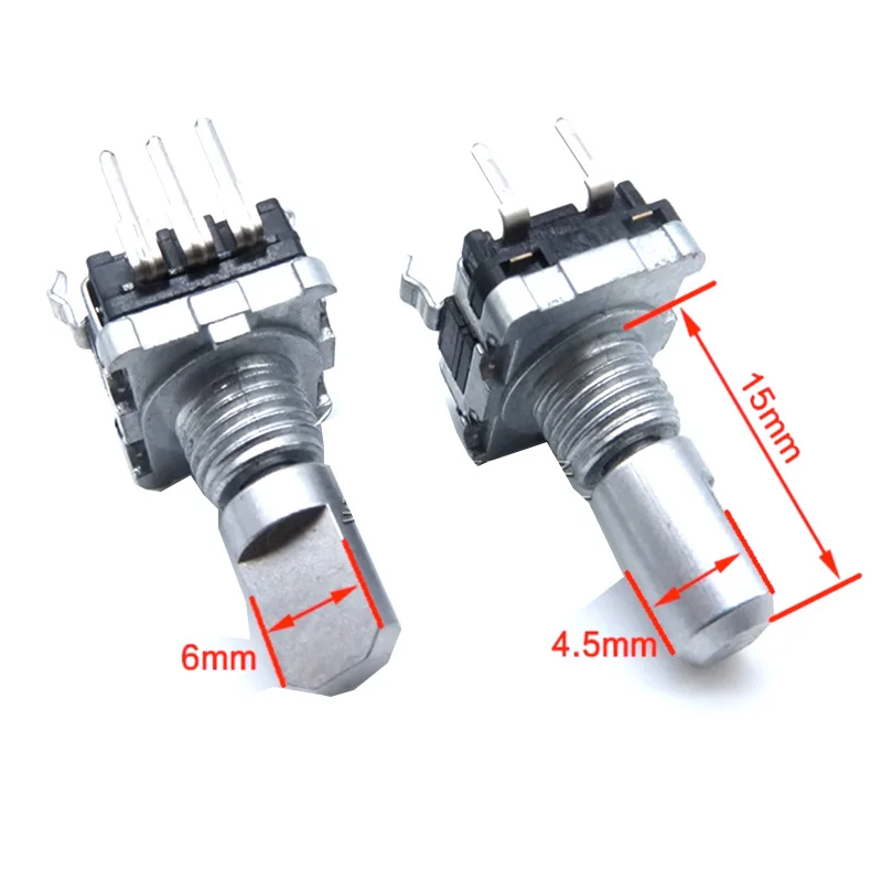 Taiwan FD 20 Position 360 Degree Rotary Encoder EC11 w Push Button 5Pin Handle Long 15MM half With A Built In Push Button Switch