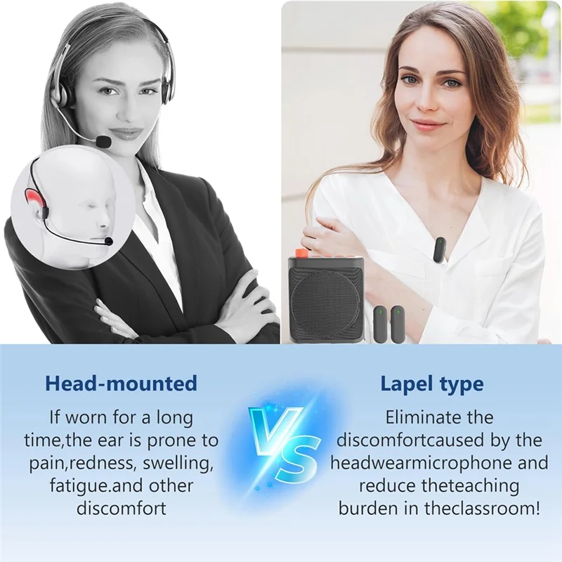 AA60-Wireless Voice Amplifier With Lavalier Microphone, Mini Portable Megaphone Speaker For Teacher, Speaker, Trainer, Coach