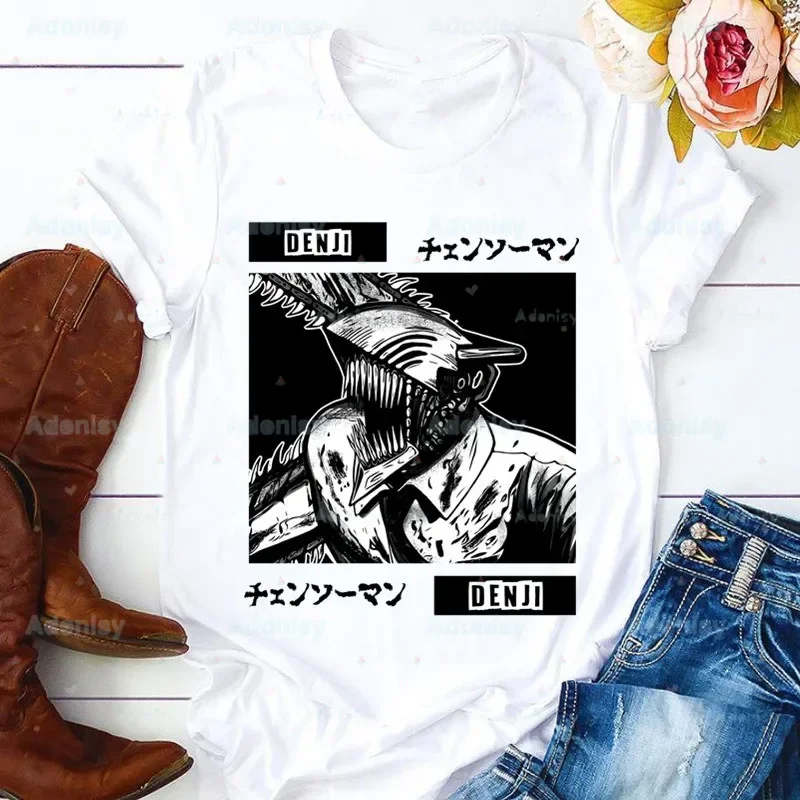 Chainsaw Man Pochita Makima Short Sleeve Fashion T-shirts Manga Darkness Devil Anime Top T Shirt Womens Graphic Tee T-Shirt