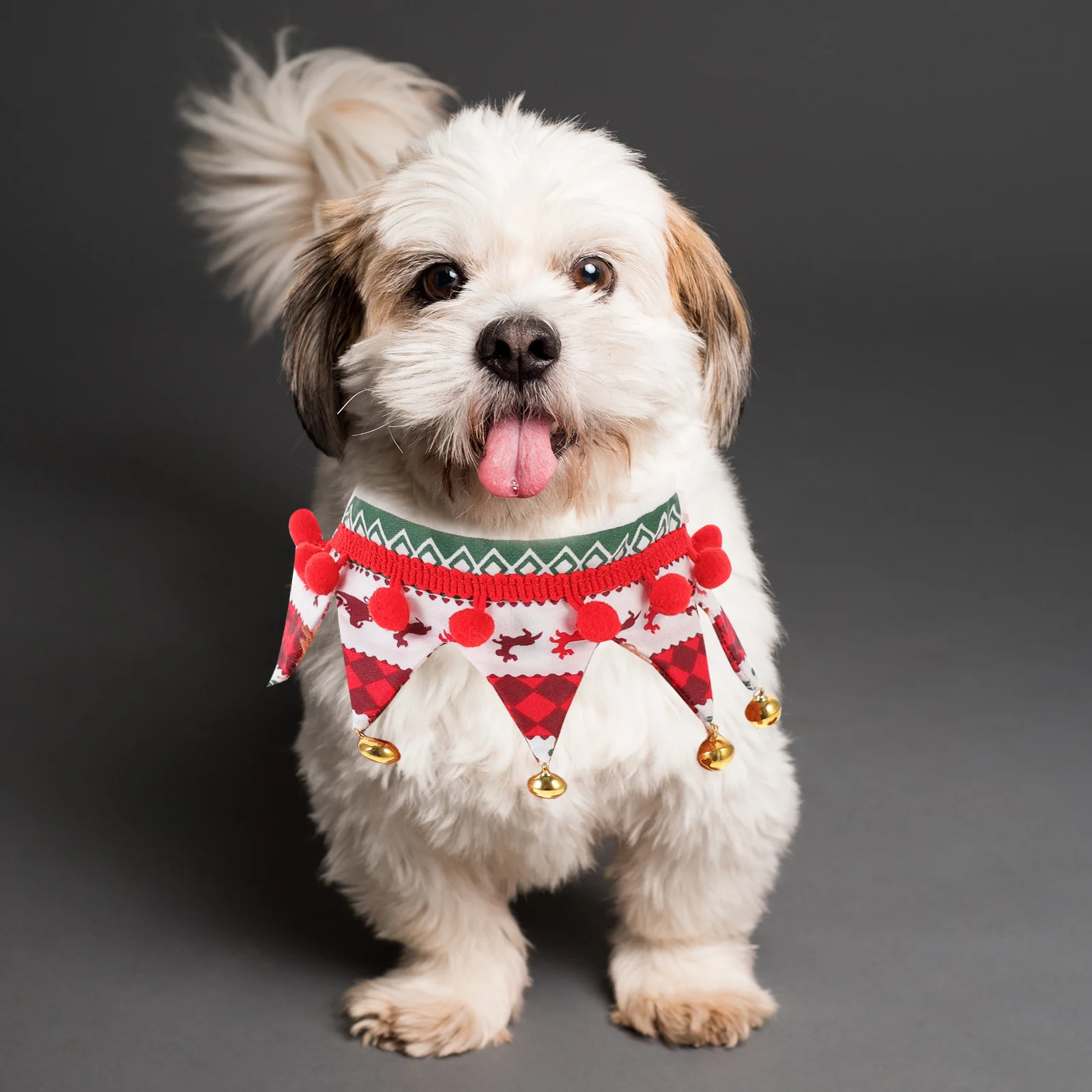 

Pet Scarf with Jingle Bell Christmas Themed Triangle Neck Wear for Cats Dogs Festive Party Costume Accessories Easy to Clean