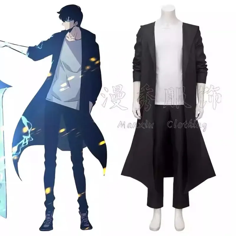 Anime Knight Killer Sung Jin-woo Jinwoo Strój Cosplay Peruka Shun Mizushino Płaszcz Trencz Damski Męski Halloween Rozmiar na Zamówienie