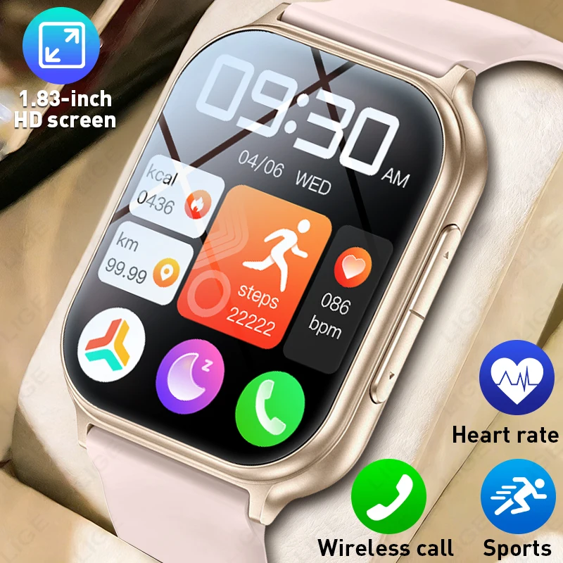 

New Fashion Lady Smart Watch Men Sports Fitness GPS Tracker 1.83‘’ HD Large Screen Notifications Reminder Waterproof Smartwatch