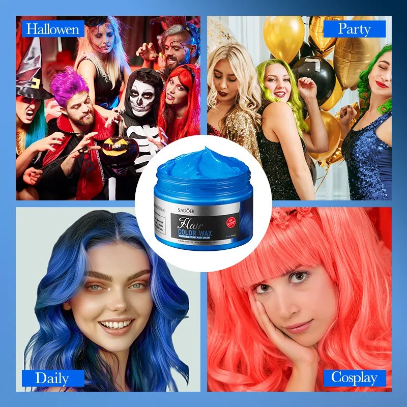 6 Color Temporary Hair Color Wax Unisex One-time Hair Color Gel Molding Paste Dye cream Hair Coloring Styling DIY Mud