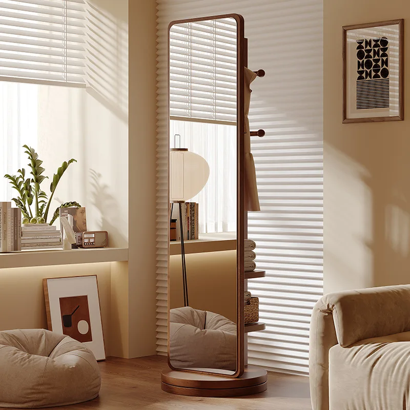 

Rotating full-body mirror Floor-to-ceiling mirror Home bedroom Movable fitting Integrated full-length with coat