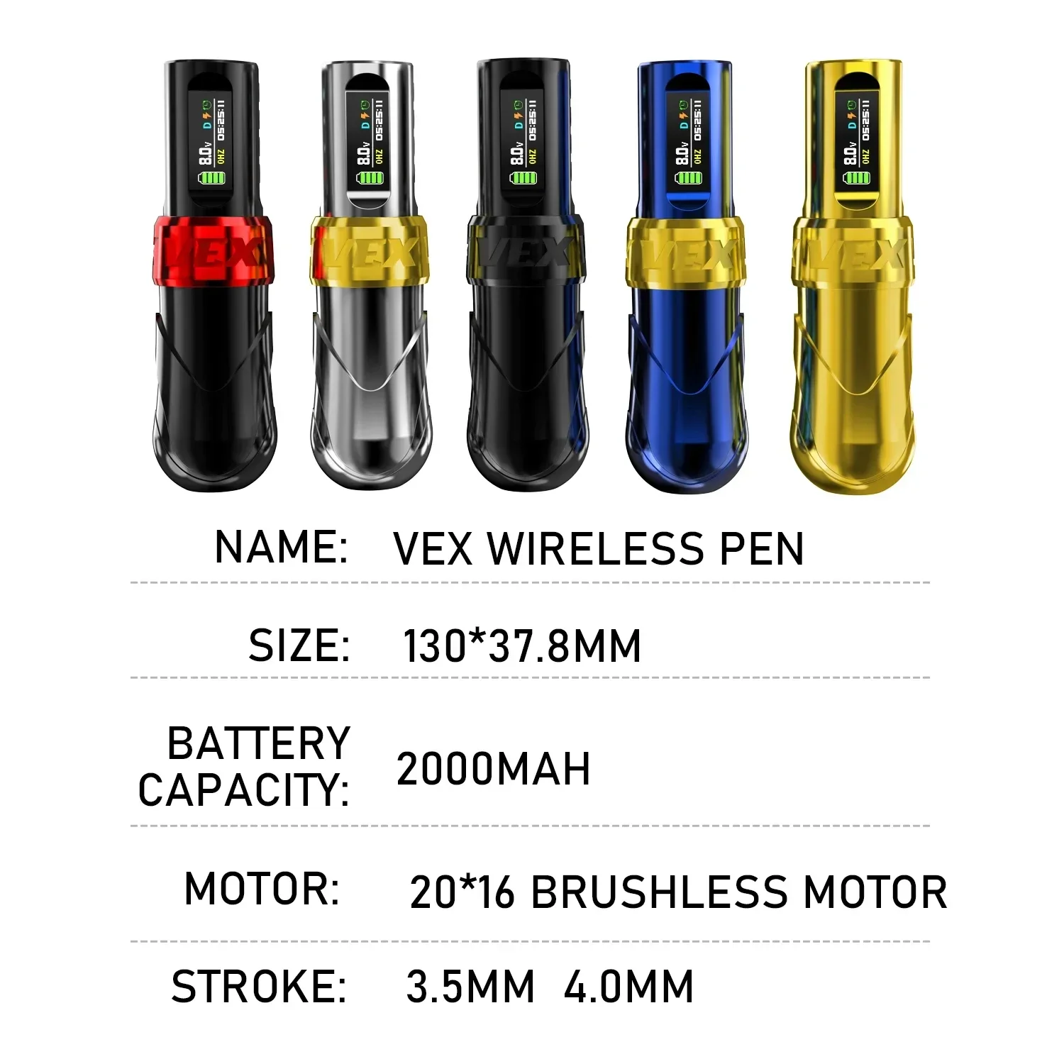 New VEX Tattoo Wireless Machine Pen Colorfull Screen With Brushless Motor Body Art Accessories for Beginner Tattoo Supplies