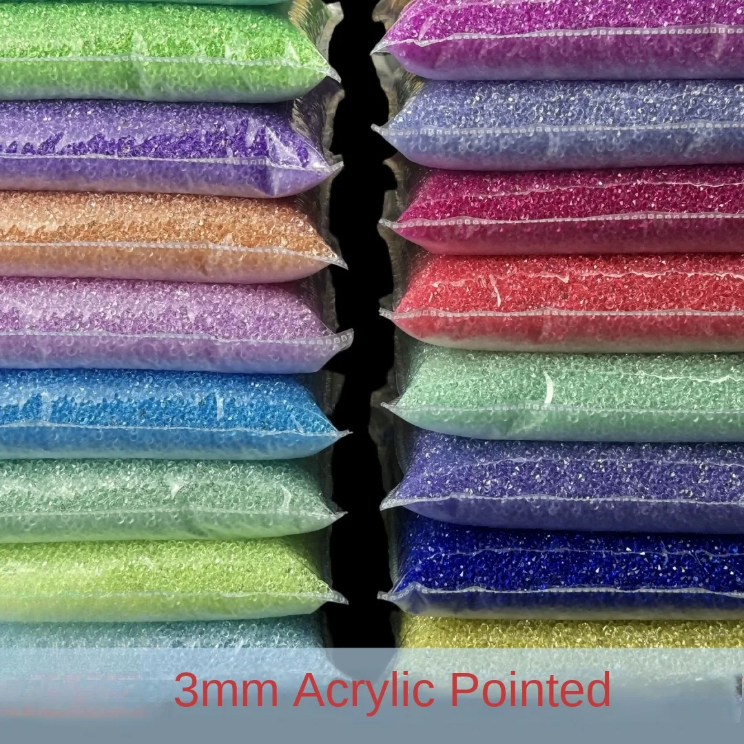 500g/Pack 3mm Pointed Acrylic Rhinestones - Crystal Clear Wish Bottle Gems for Dazzling Nail Art & Makeup Brush Decor
