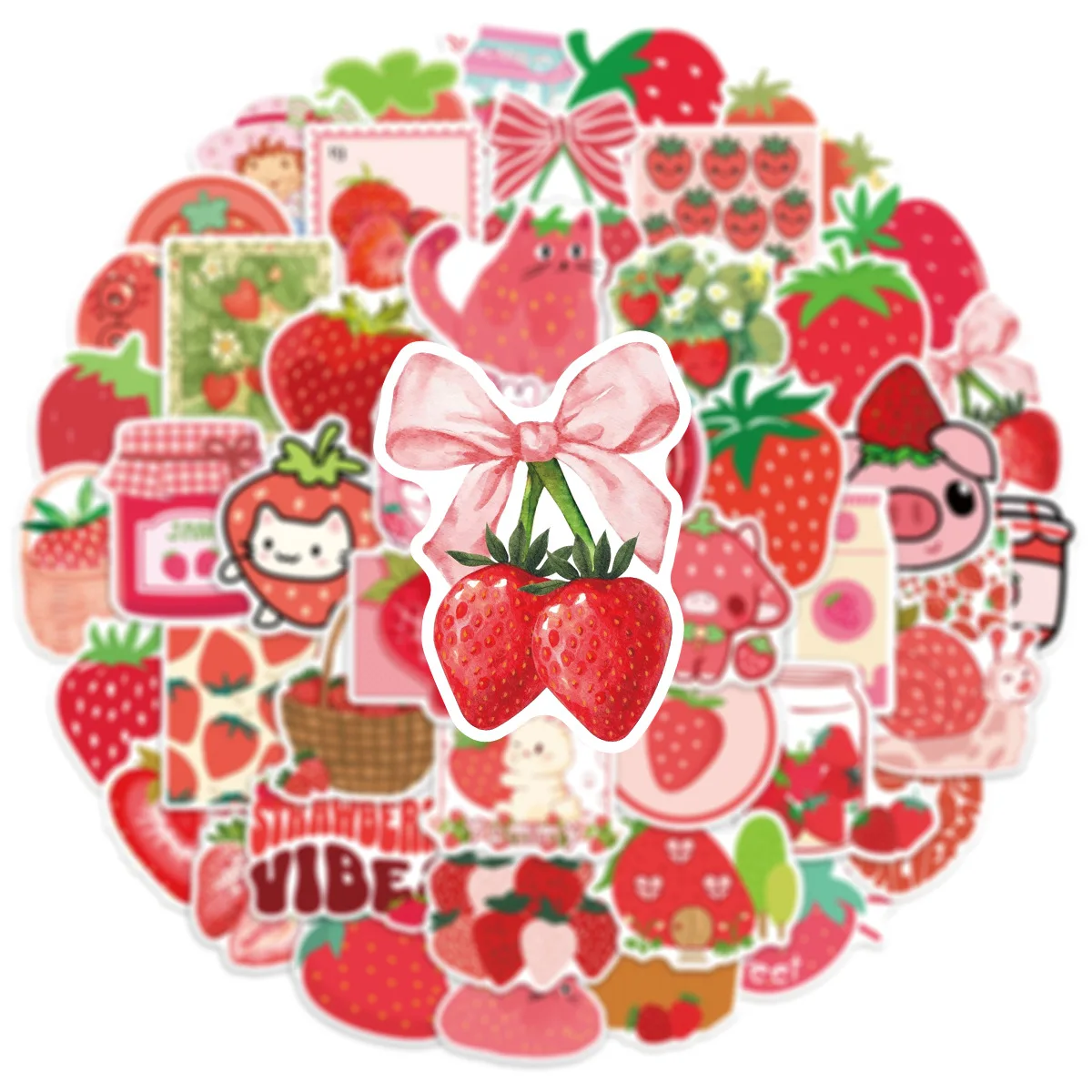 

10/50PCS Strawberry Fruit Graffiti Sticker Cute Strawberry Pig Cartoon Decal Notebook Phone Guitar Waterproof Sticker Kid Toys