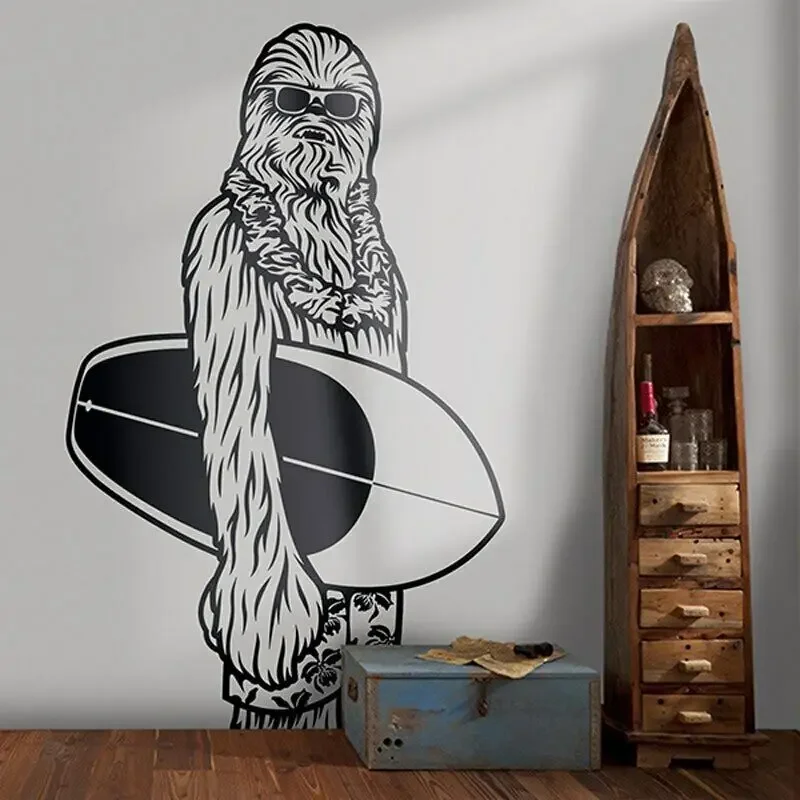 Серфинг Чубакка Наклейка на стену Фреска Детская комната Дизайн Chewbacca Art Виниловая наклейка A422