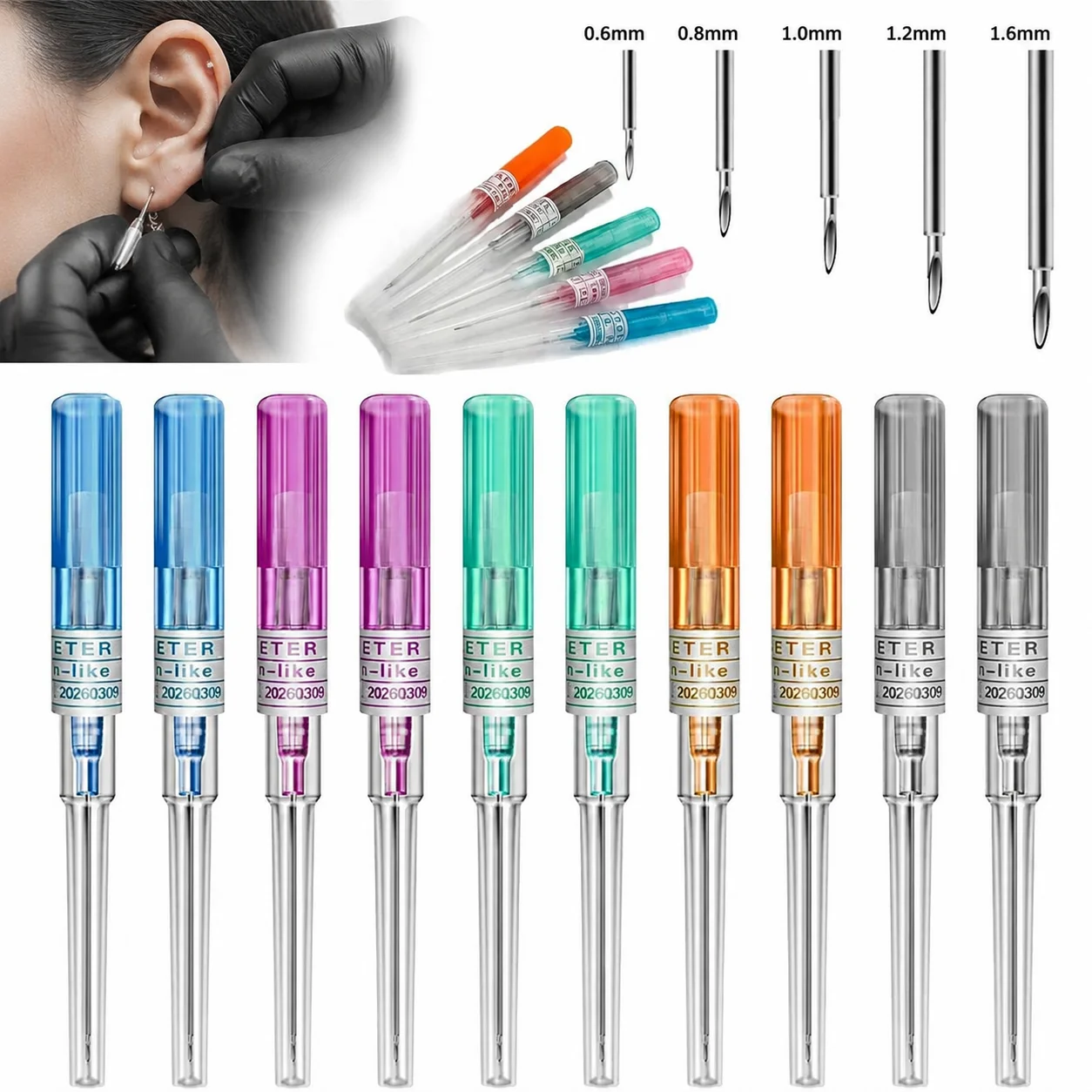 50/5PCS Disposable Piercing Needle 14G 16G 18G 20G 22G Tattoo Needles for Ear Nose Navel Nipple  Body Piercing Tools
