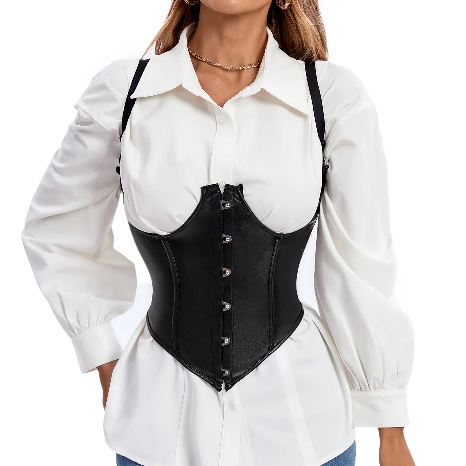 

Sexy Leather Corset Top Steampunk Bustiers and Corsets Vest Shapewear Women Slimming Waist Corset Gothic Corselet Modeling Strap