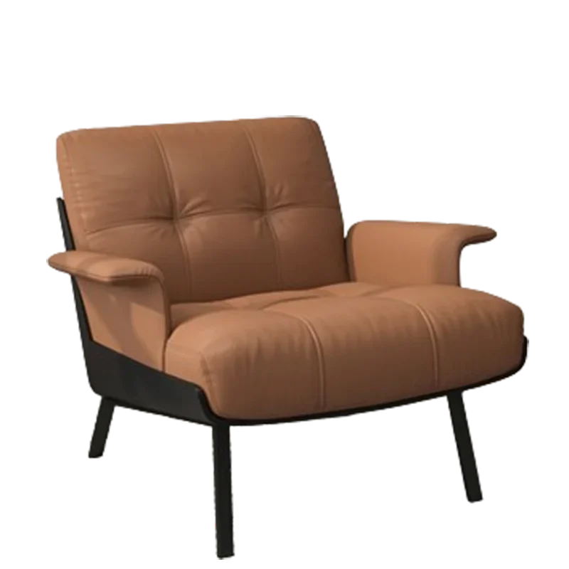#Designer Italian Simple Chair Balcony Bedroom Ergonomic Brown Chair Stretch Comy Cadeiras De Sala De Estar Nordic Furniture