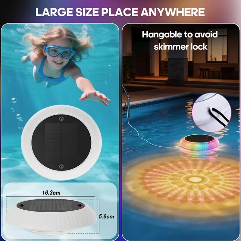 5050RGBWC Solar Floating Pool Lighting 7 Colour Changing Light Waterproof Pond Lamp Solar Powered Swimming Lamp for Pools Decor