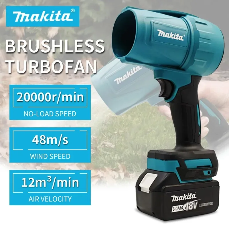 Makita-ventilador violento de 18V, ventilador Turbo Jet de 30000RPM, plumero de aire eléctrico, velocidad del viento, Turbo recargable con limpieza ligera para coche
