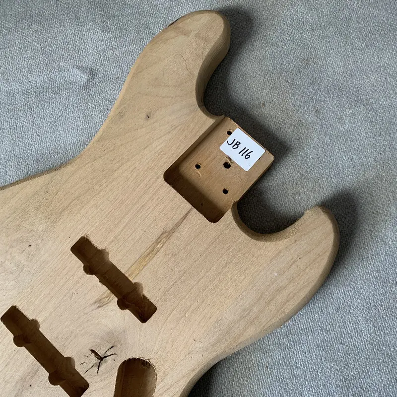 JB116 Unfinished Custom Order Soild Wood 5 Or 6 String Electric Guitar Bass Body JB Pickups No Paints DIY Parts Wood With Scar