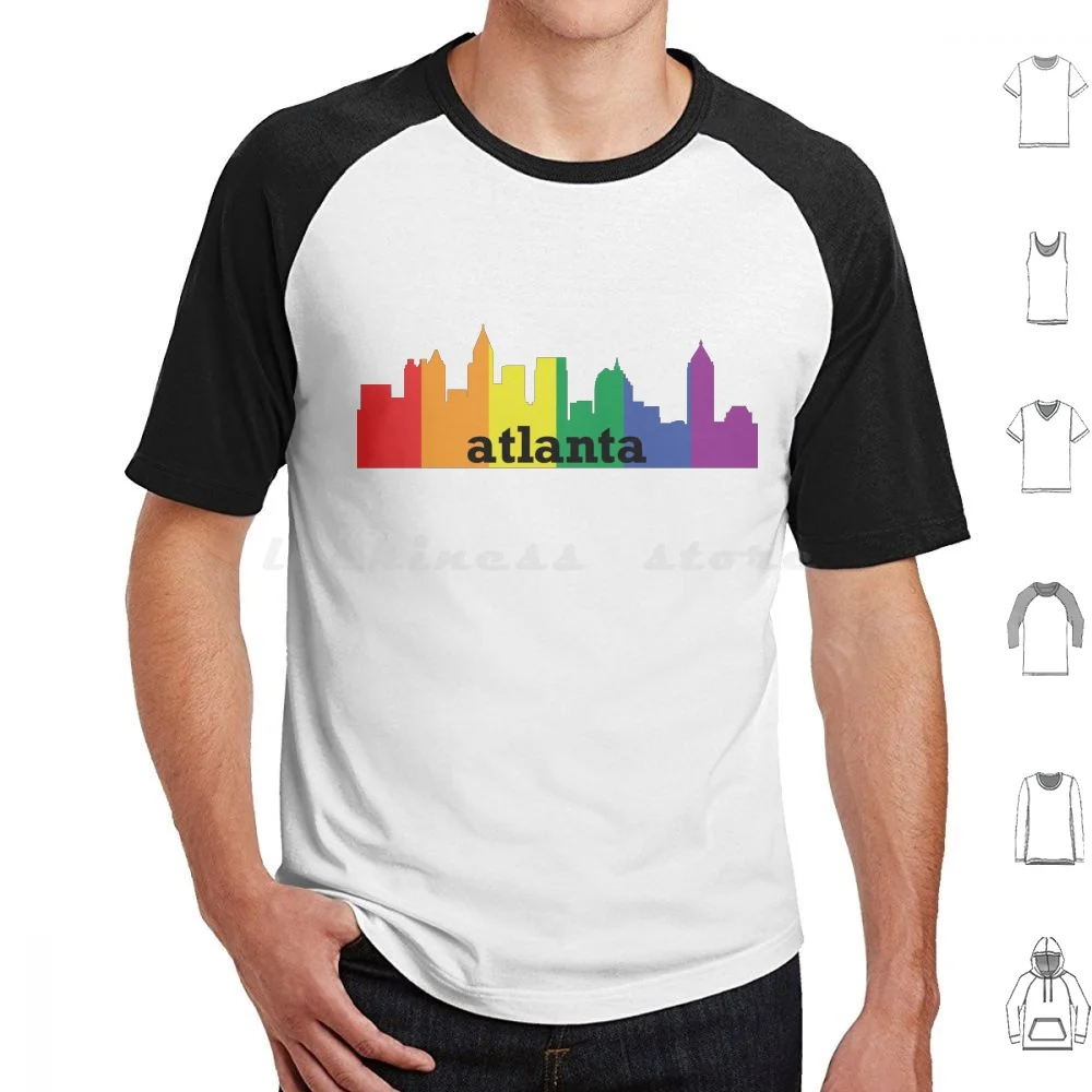 Pride Flag Atlanta T Shirt Big Size 100% Cotton Atlanta Pride Pride Flag Georgia Atlanta Skyline Rainbow
