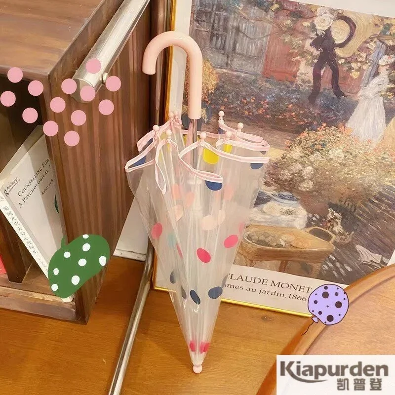 

Cute Thickened Children's Umbrella Long Handle Automatic Umbrella Transparent Rainproof Umbrella for Kindergarten Girls