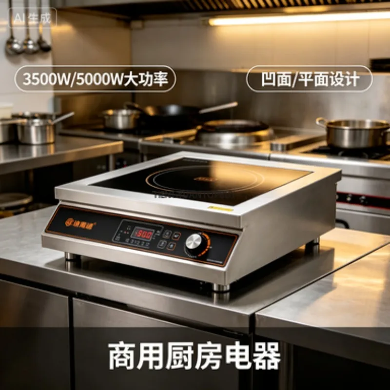 Commercial Induction Cooker 3500W/5000W High-Power Concave Or Flat Large Restaurant Kitchen Cooking Appliance