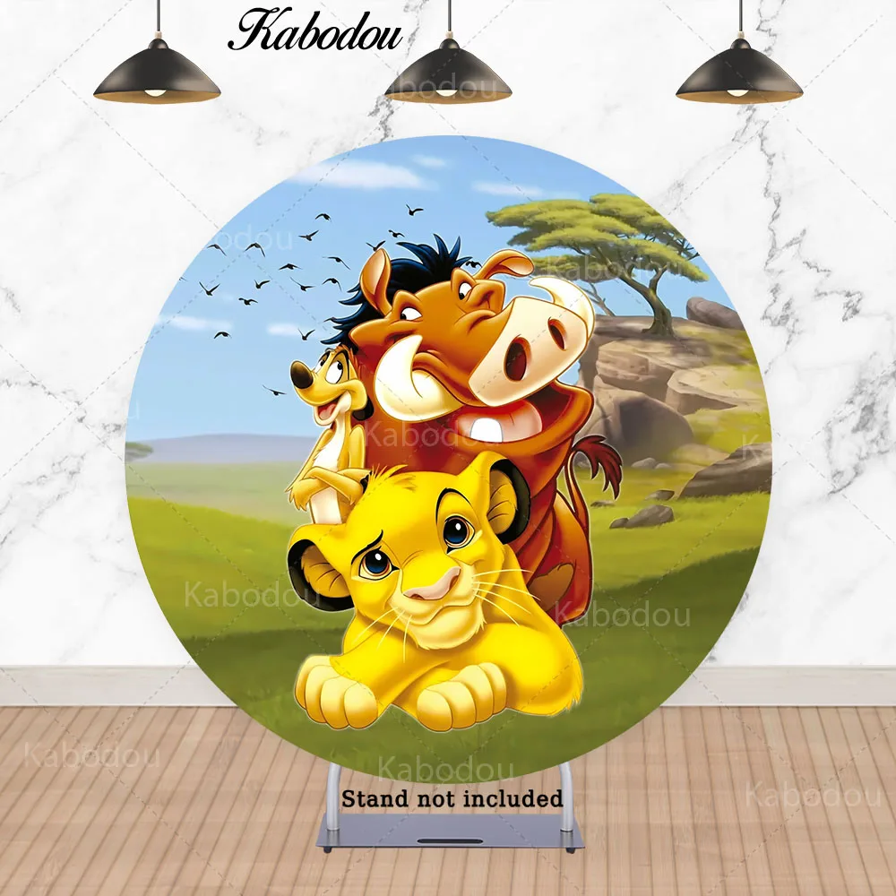 The Lion King Circle Photo Backdrop Cover For Kids Happy Birthday Party Disney Little Simba Round Photography Background