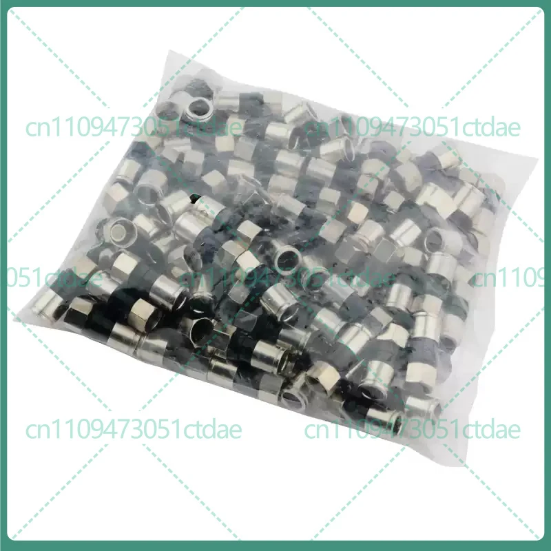 100pcs For RG6 75-5 Waterproof Compression F Connector All Copper Universal 2/4 Shield Cable TV Set Top Box Plug