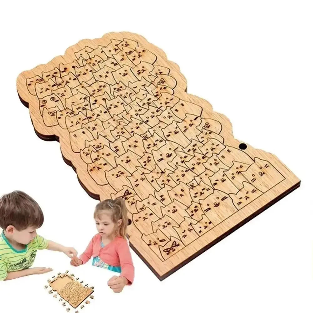 Cat Shape Hundred Cat Puzzle Challenging Irregular Wooden Jigsaw DIY Brain Teaser Animal Puzzle Puzzle Enthusiasts