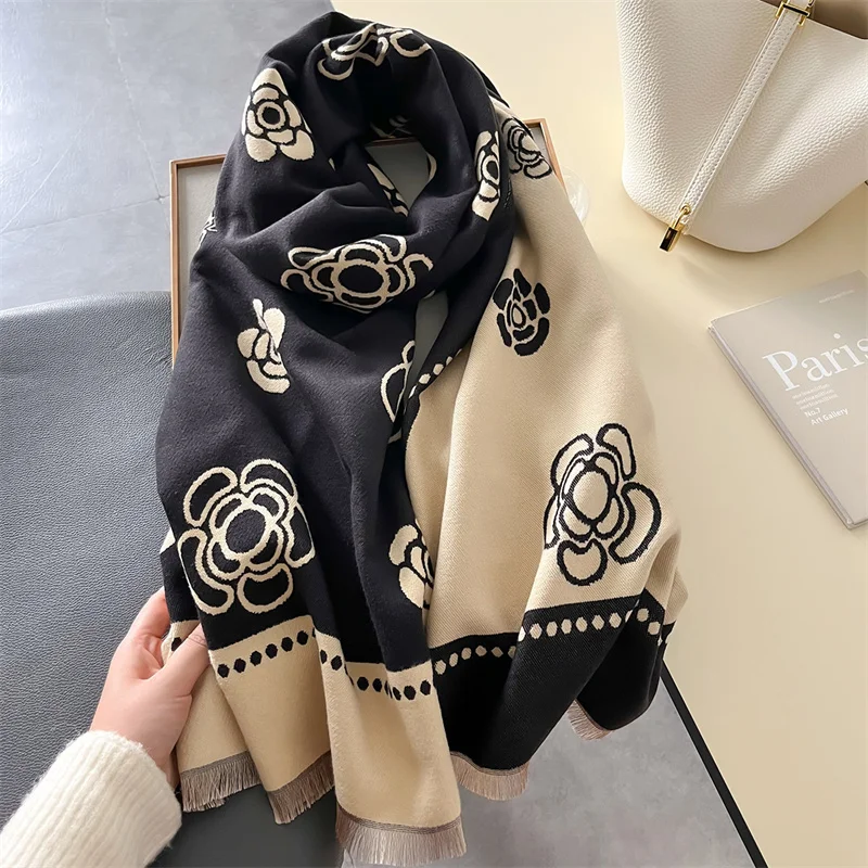 Women Winter Cashmere Scarf 2024 Floral Pashmina Luxury Brand Shawls and Wraps Bufanda Hijab Travel Stoles Echarpe Warm Blanket