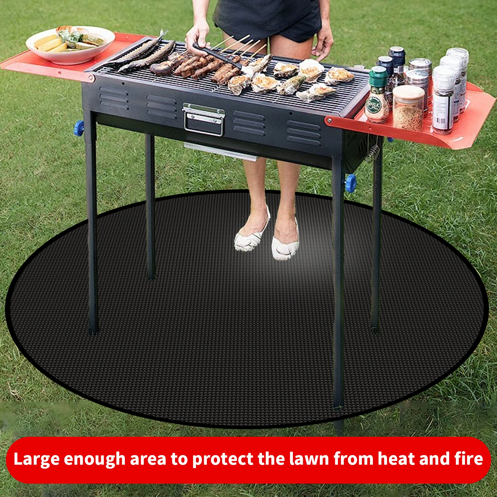 New 36 inch Fire Pit Mat Round 3 Layer Under Grill Mat Fireproof Fire Pit Pad Heat Resistant Grill Mat Pad Oil Resistant BBQ Pad