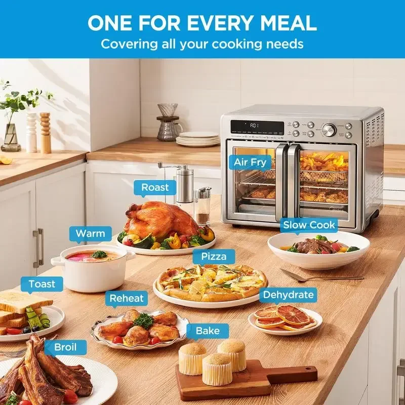 Midea Flexify French Door Air Fryer Toaster Oven Combo, 26.4 QT, Extra Large Countertop Air Fryer Oven 10-in-1 Combo