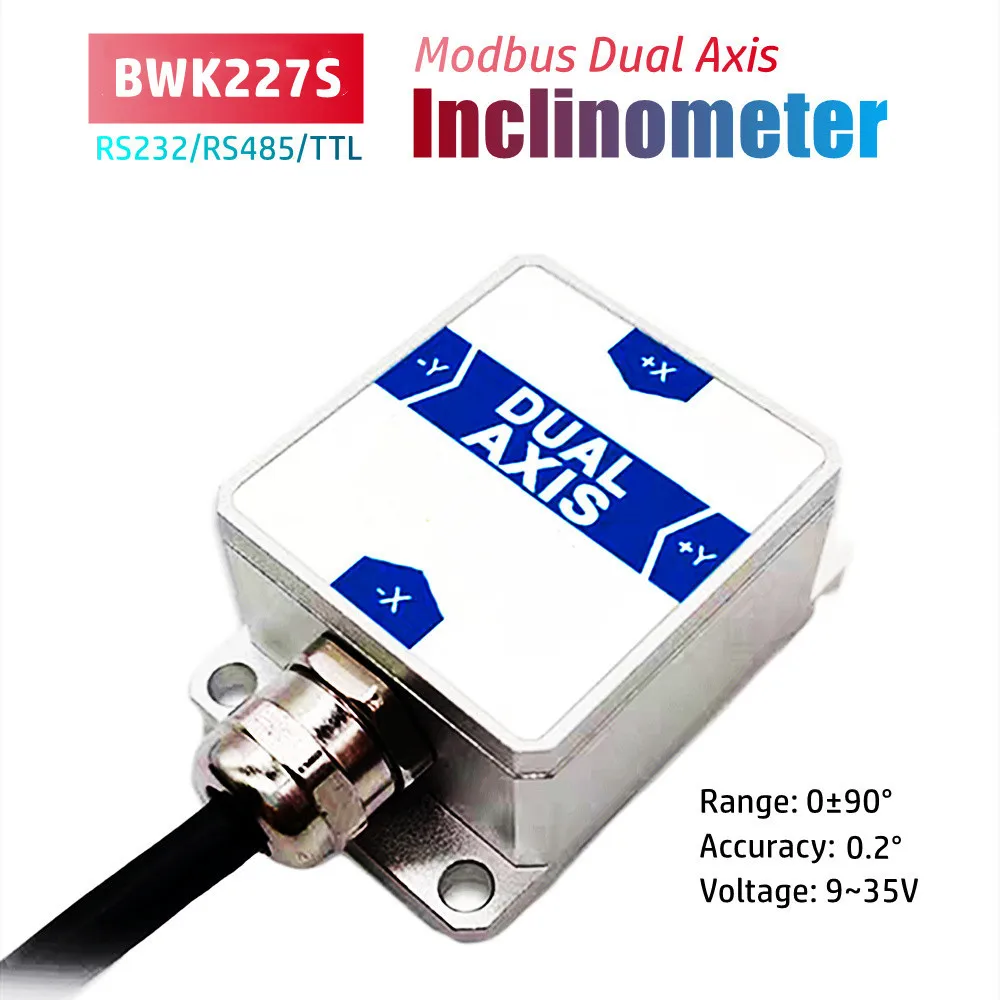 BWK227S Dual Axis Tilt Sensor Inclinometer  Modbus Output Serial RS232 RS485 TTL Interface Digital Biaxial Dip Angle Level Meter