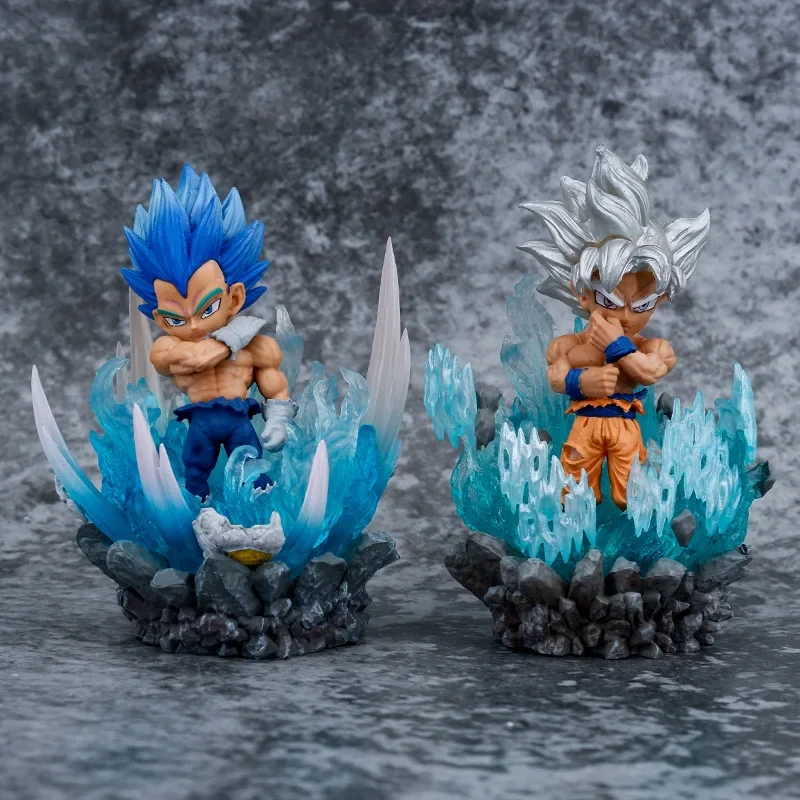 Anime Dragon Ball Goku Super Saiyan Vegeta Q Version Can Light Up Anime Figure Luminous Model Decoration Toys Birthday Gift