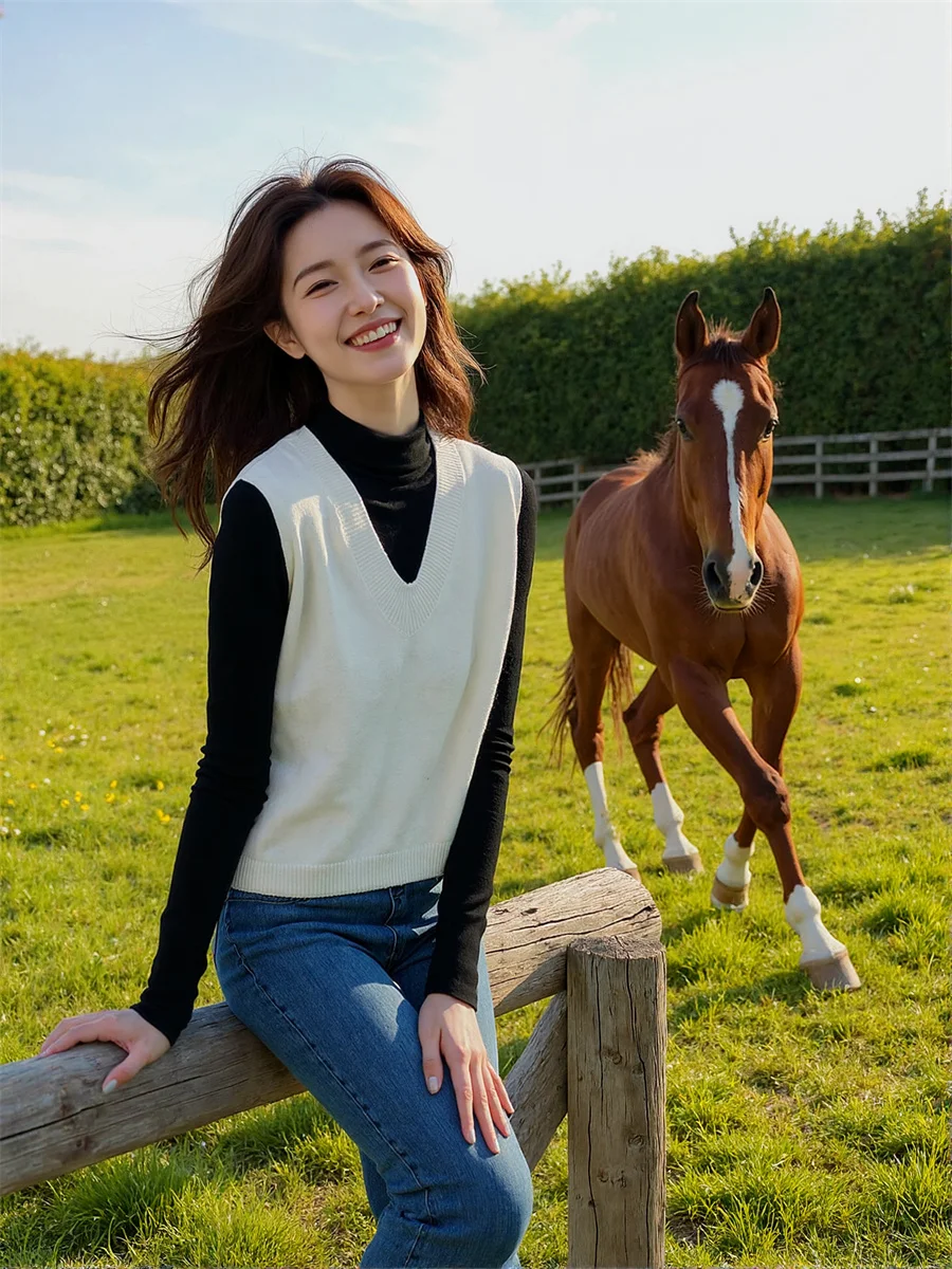 

Женские свитера, жилеты, одежда, вязаная свободная посадка, универсальные, с v-образным вырезом, без рукавов, на пуговицах, повседневная мода, простые, элегантные женские