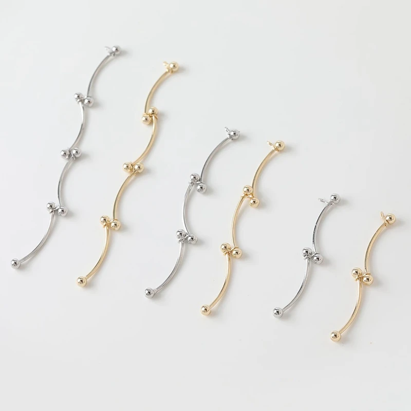 2 قطعة 14K الذهب منحني موجة سلسلة قلادة أقراط ربط المجوهرات DIY بها بنفسك صنع لوازم المواد الملحقات #3