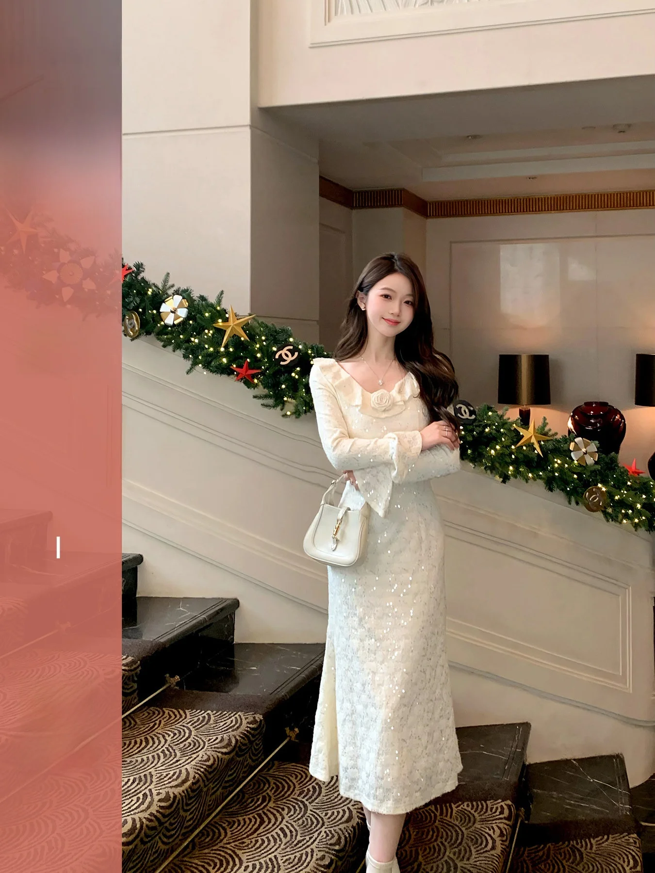 

Женское зимнее платье с принтом «Розы», приталенное, длинное, повседневное, для путешествий и на каждый день, от Ele