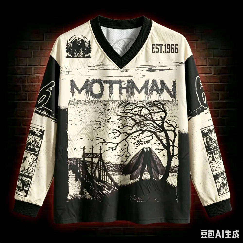 Urban Legend: The Moth Man Revival 3D Printed V-neck Men Spring-autumn Cloth Outdoor Leisure Sports Breathable and Quick-dry Top